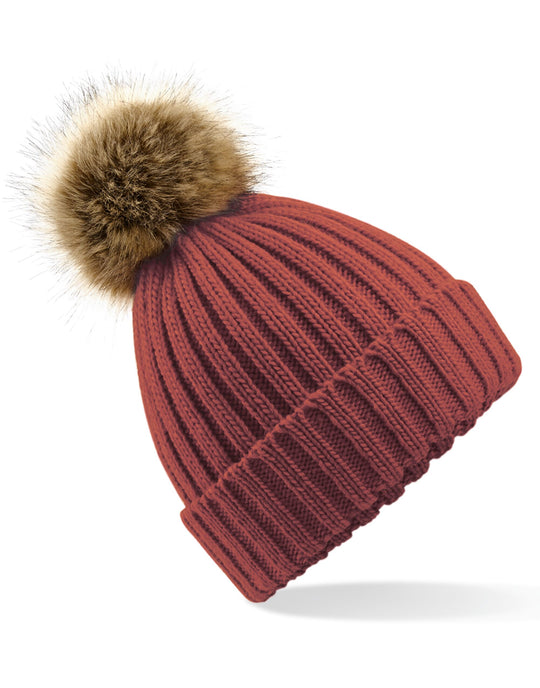 Beechfield Fur Pop Pom Chunky Beanie
