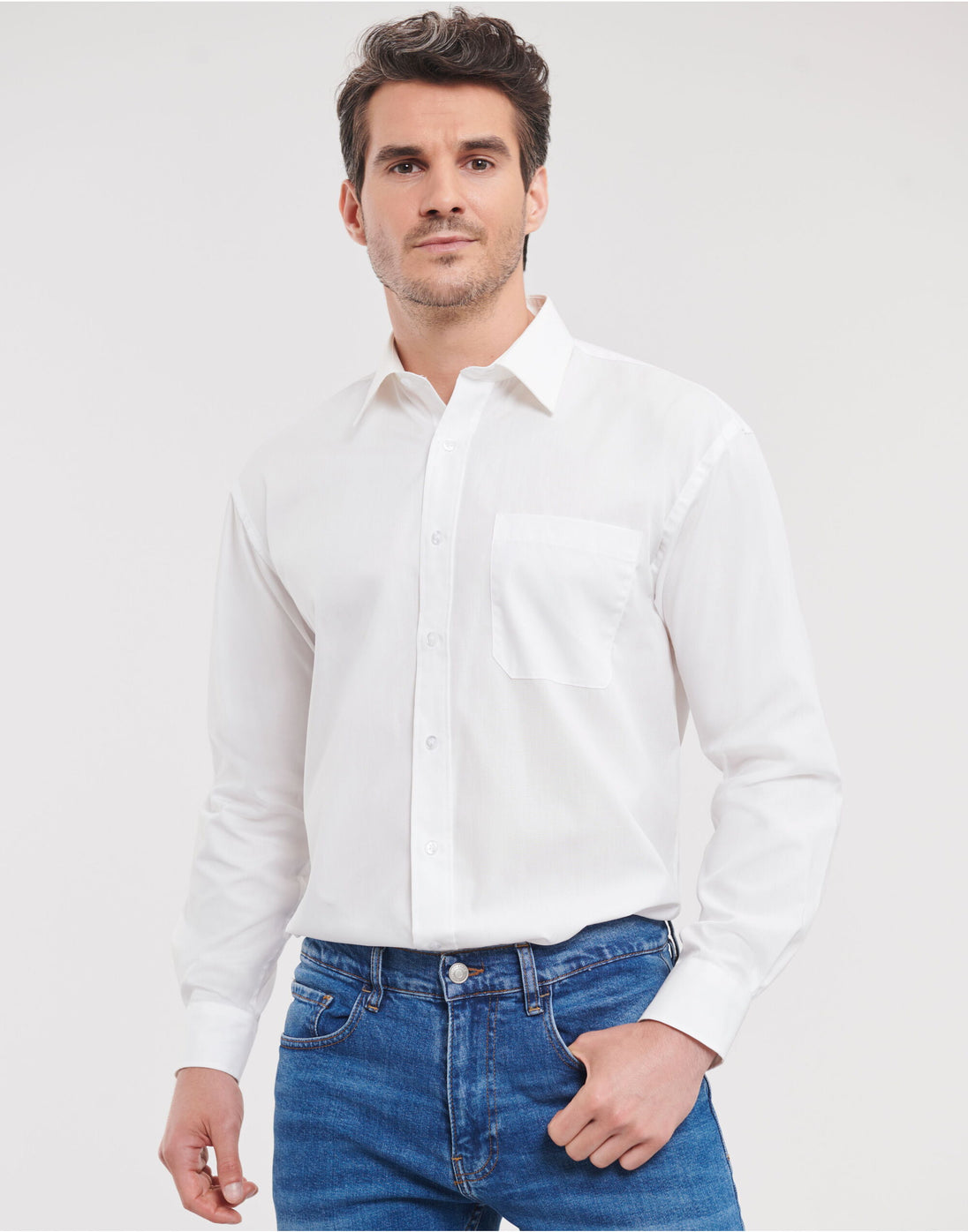 Russell Collection Mens LS PureCot Shirt