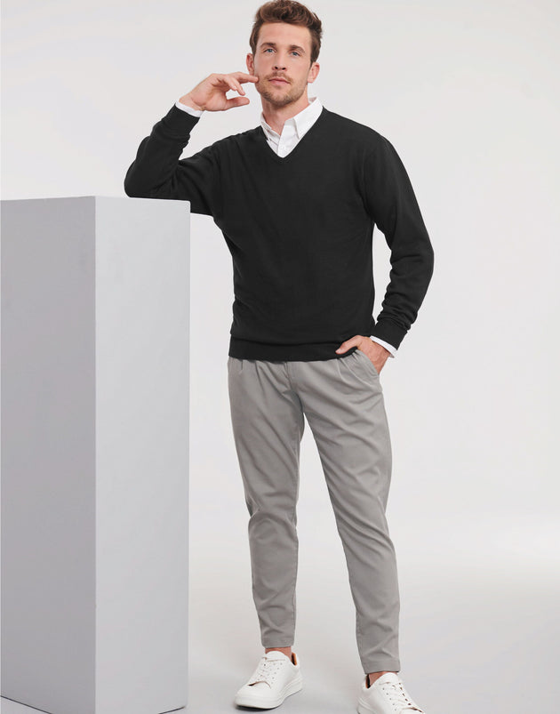 Russell Collection Mens VNeck Pullover