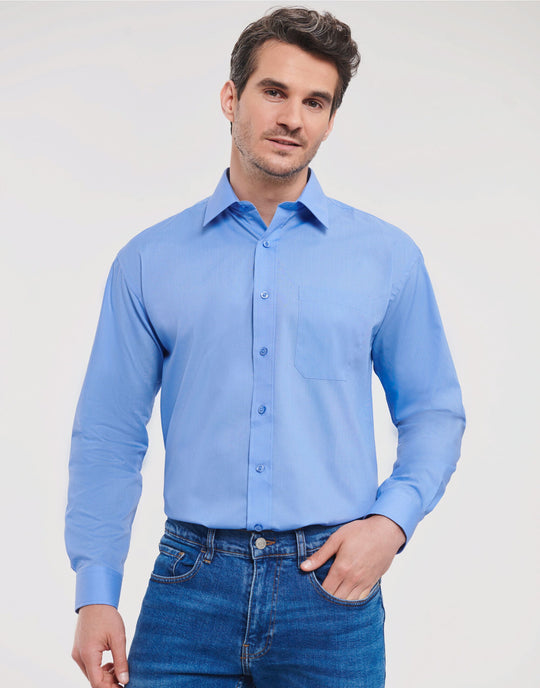 Russell Collection Men LS Classic Poplin
