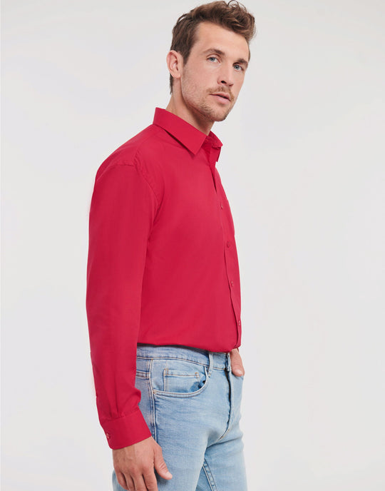 Russell Collection Men LS Classic Poplin