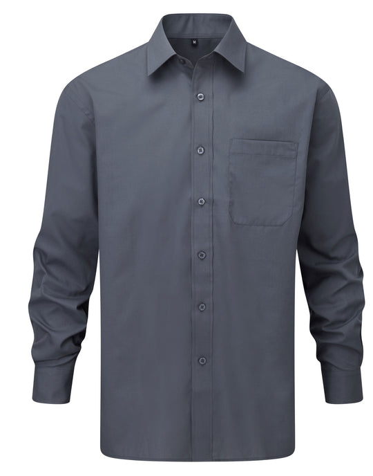 Russell Collection Men LS Classic Poplin