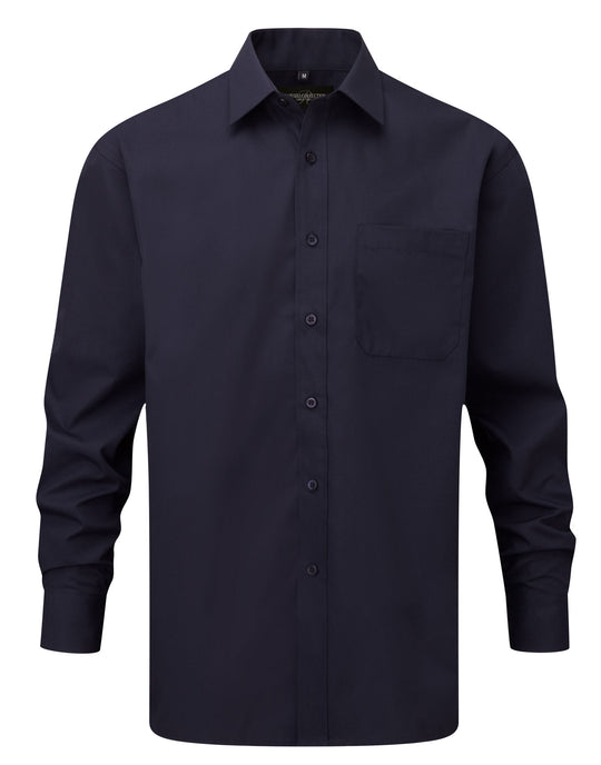 Russell Collection Men LS Classic Poplin