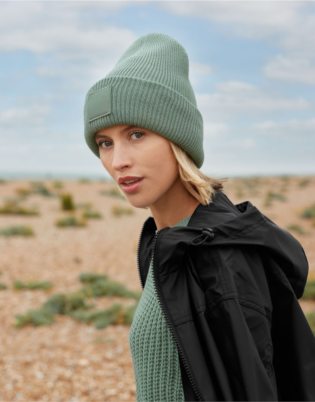 Beechfield Deep Cuff Tonal Patch Beanie