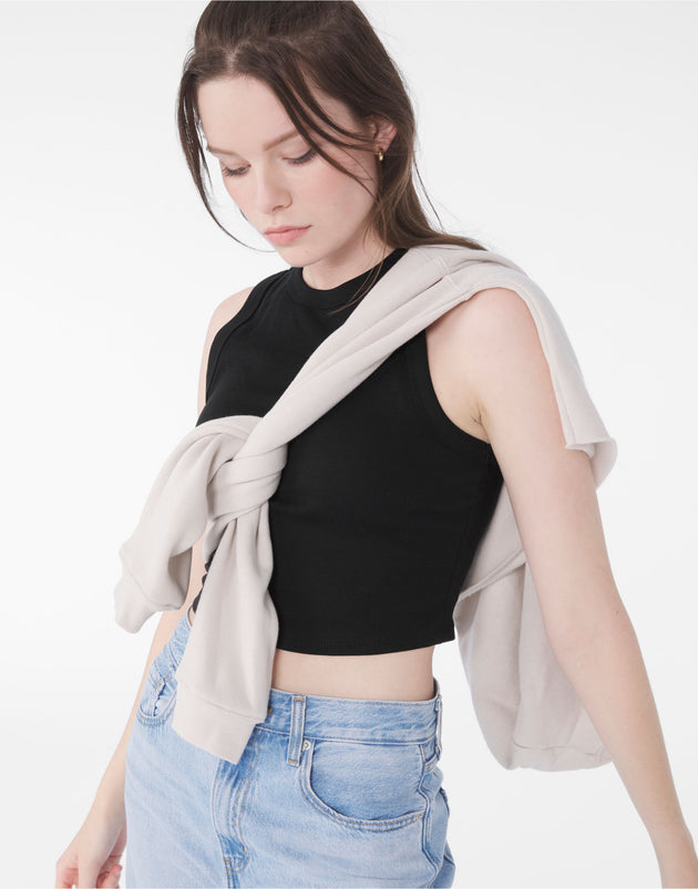 Bella Women's Micro Rib Muscle Crop Tank